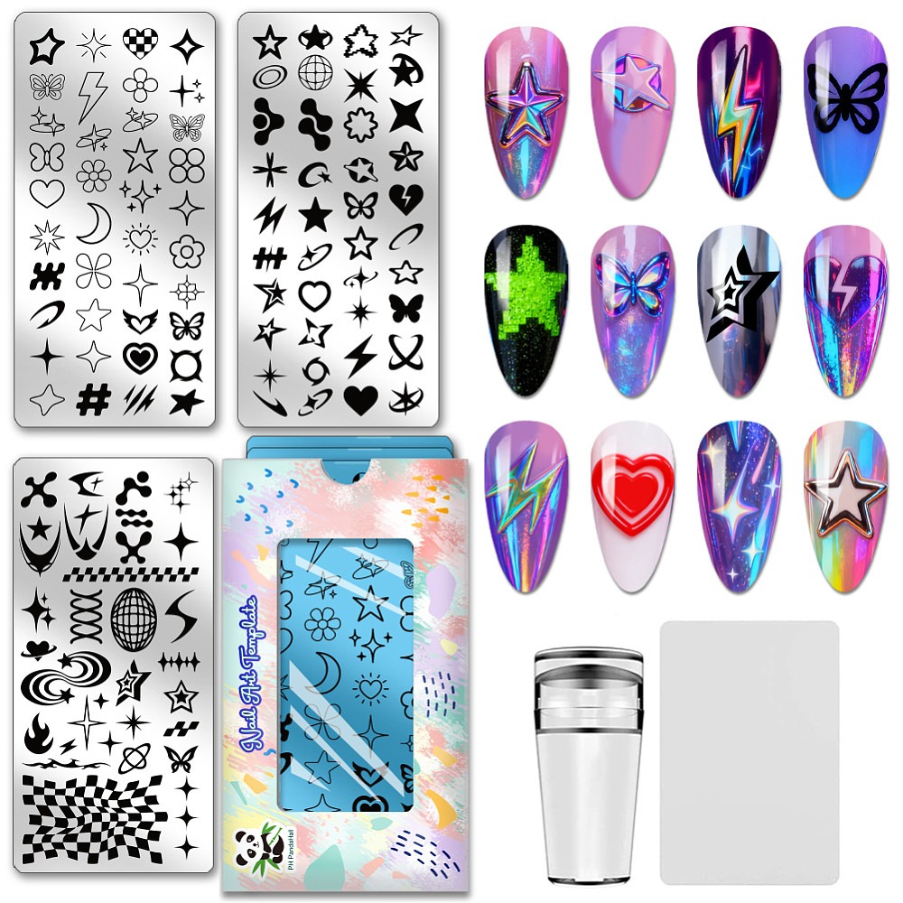 Nail Stamping Plate - 3 unidades de plantillas para estampado