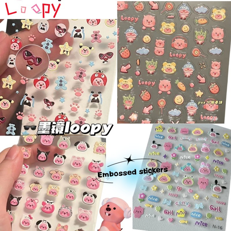 Nail Art Design - Adhesivo 3D en relieve Loopy, adhesivo