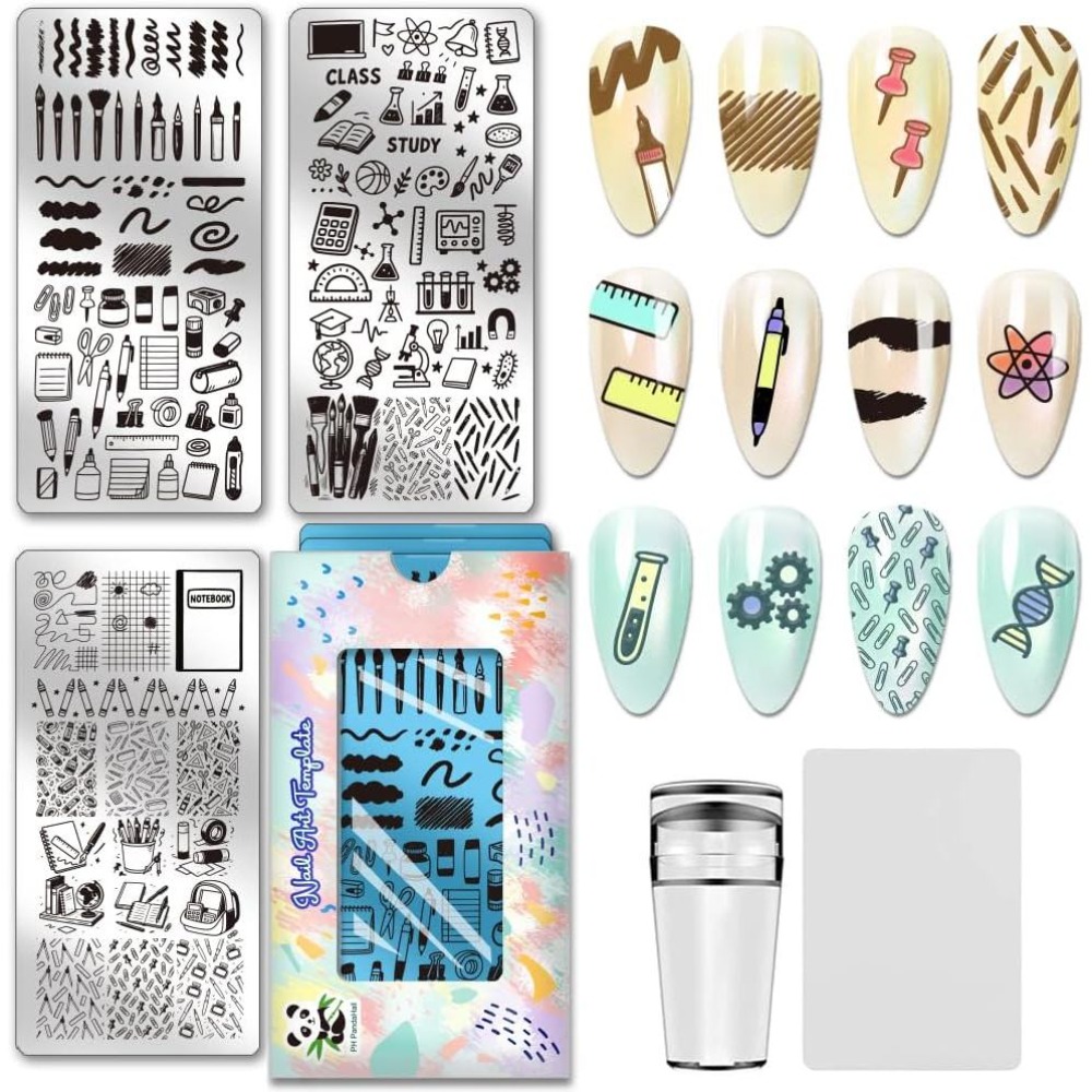 Nail Stamping Plate - 3 unidades de plantillas para estampado