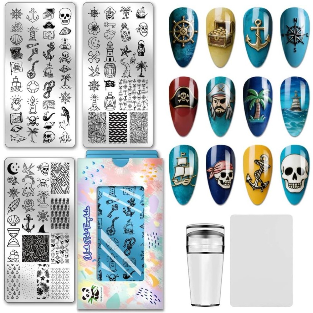 Nail Stamping Plate - 3 piezas de placas de estampado