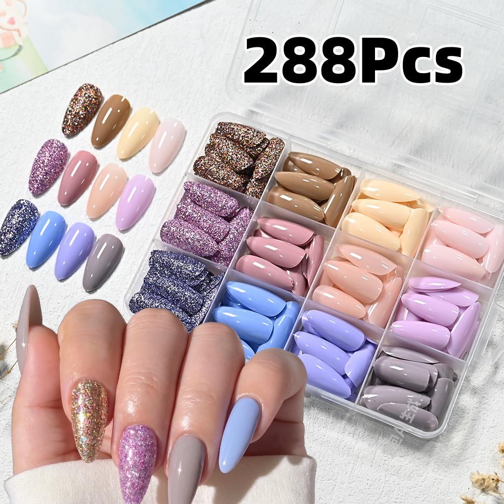 Nail Art Aesthetic - 288 Uñas Postizas Macaron Medianas Almendradas