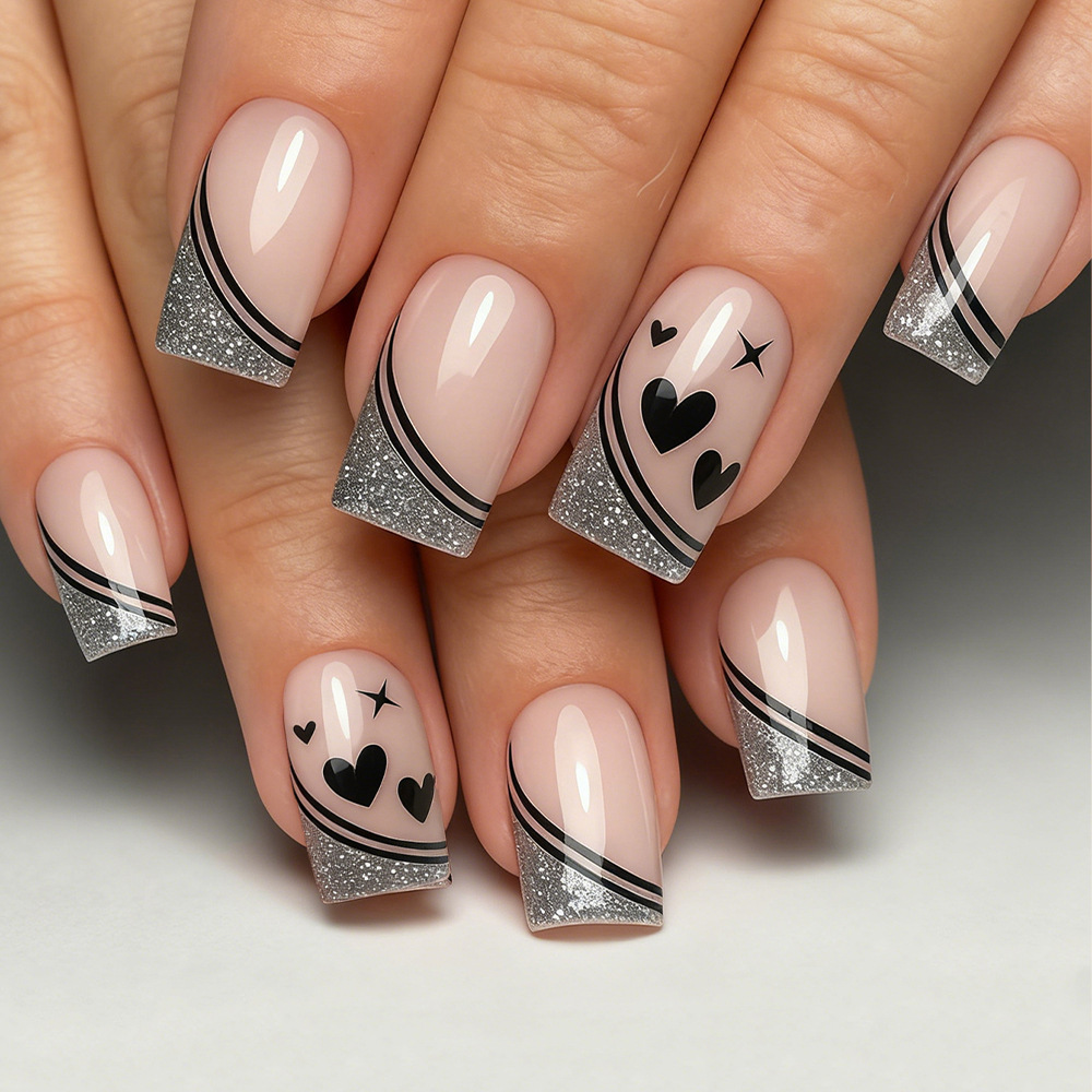 Nail Art Aesthetic - Uñas postizas cuadradas cortas para mujeres
