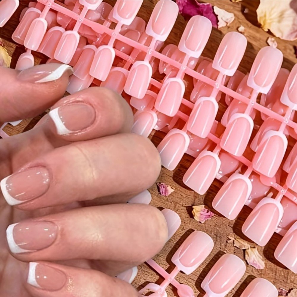 Nail Art Natural - 120 Uñas Postizas Cortas Cuadradas con
