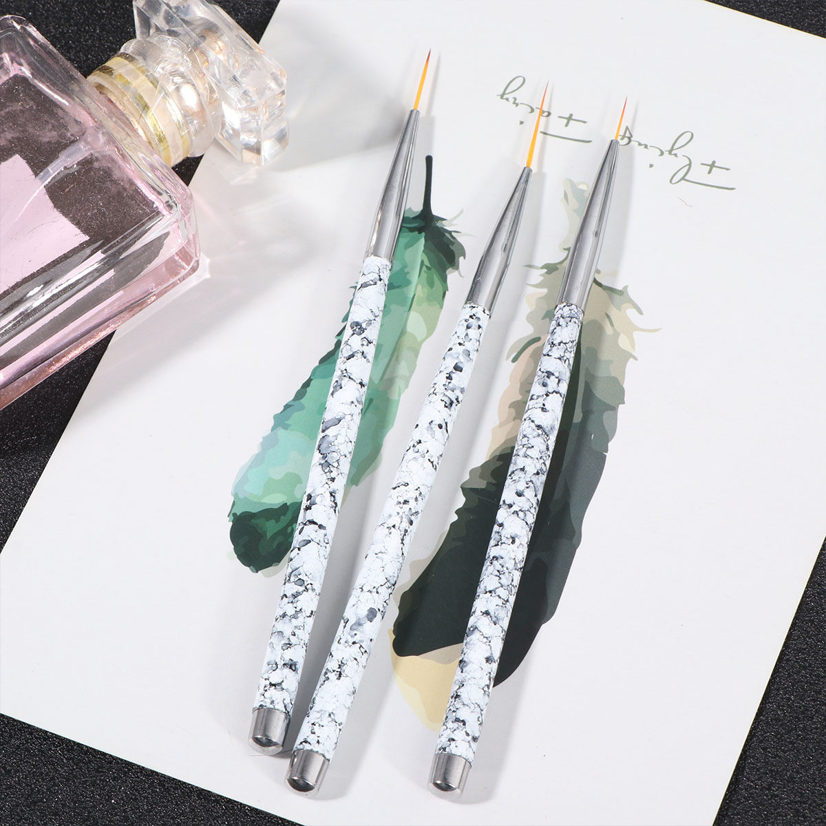 Nail Art Natural - Juego de 3 Pinceles para Decoración