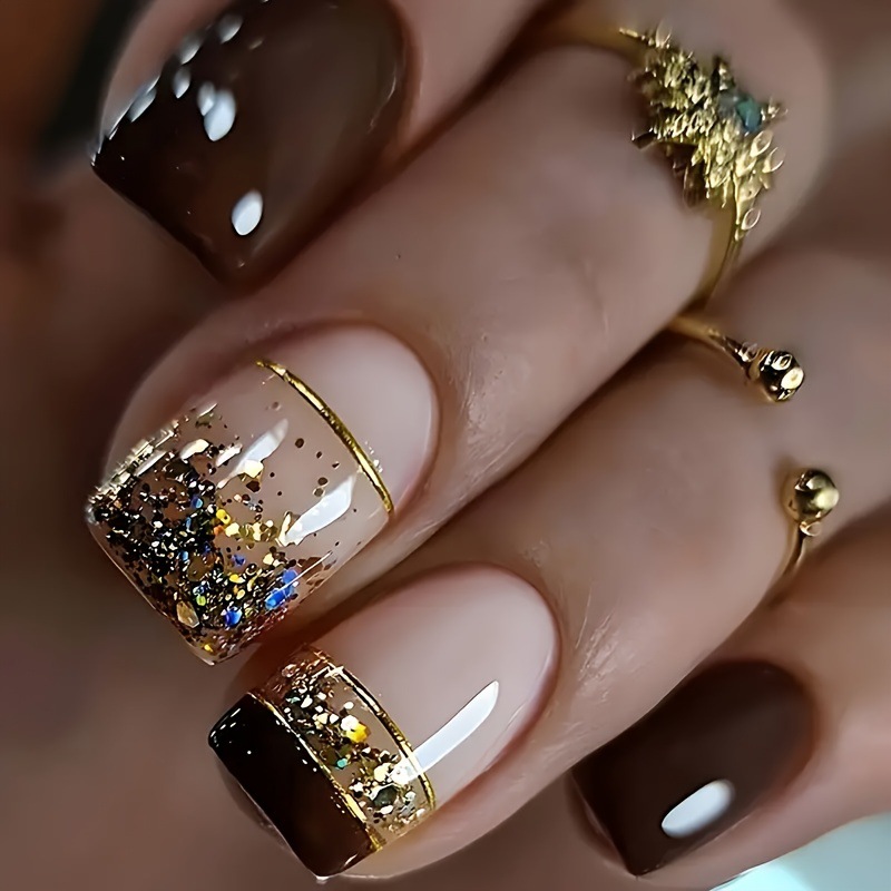 Nail Art Aesthetic - Uñas postizas cuadradas cortas para mujer,