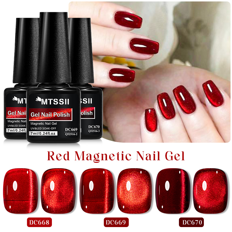 Nail Art Red Wine Cat Eye - Mtssii 7ML vino rojo gato Gel