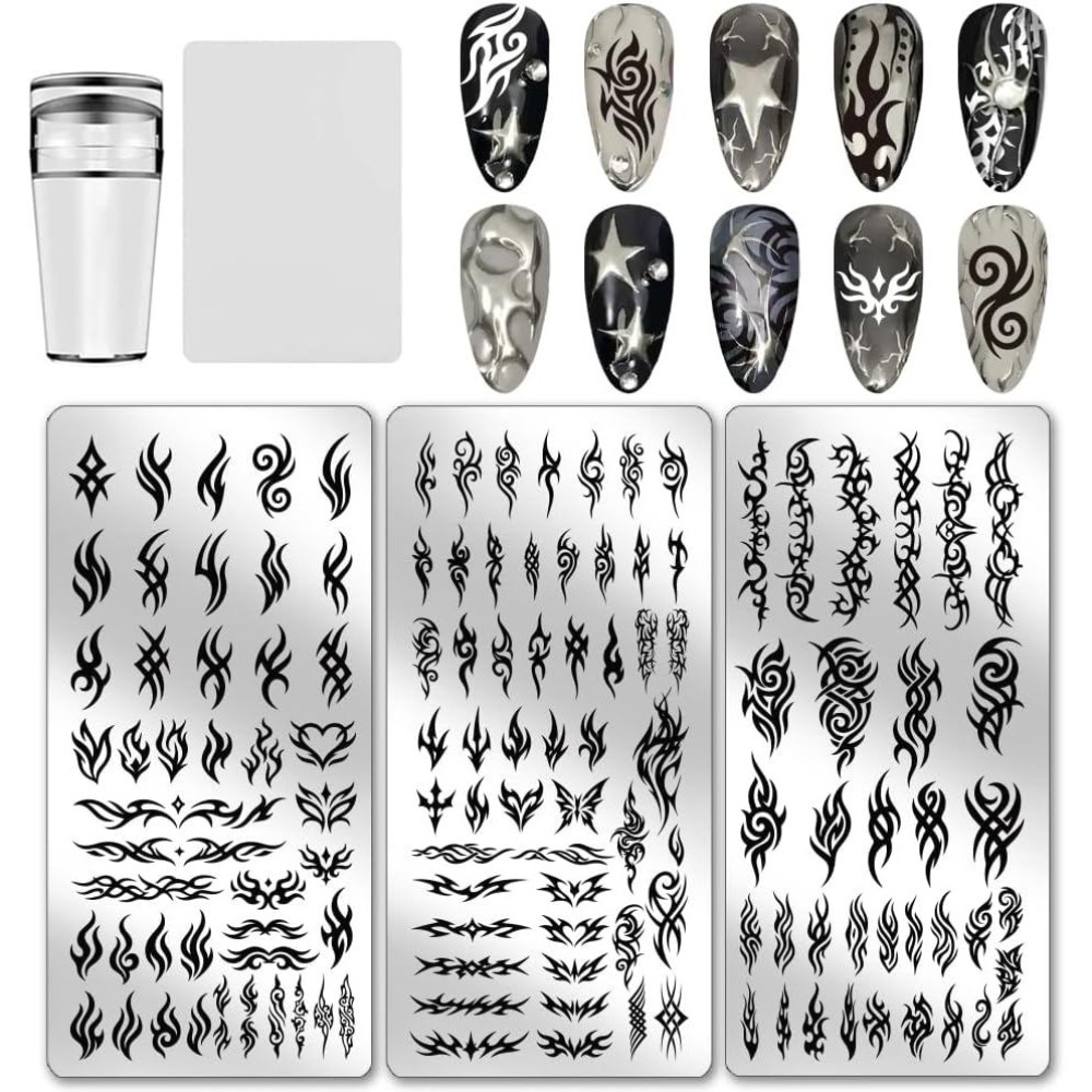 Nail Stamping Plate - 3 piezas de placas de estampado