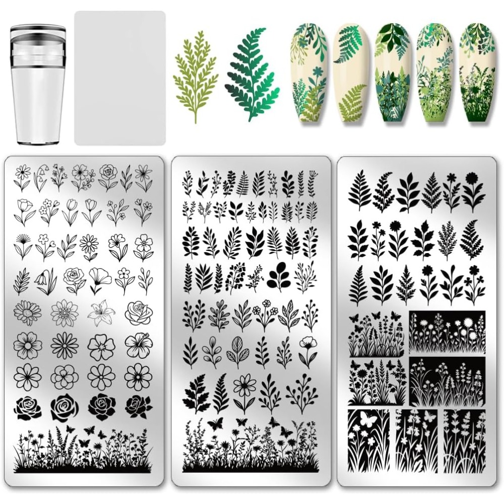 Nail Stamping Plate - Placas de estampado de hojas y