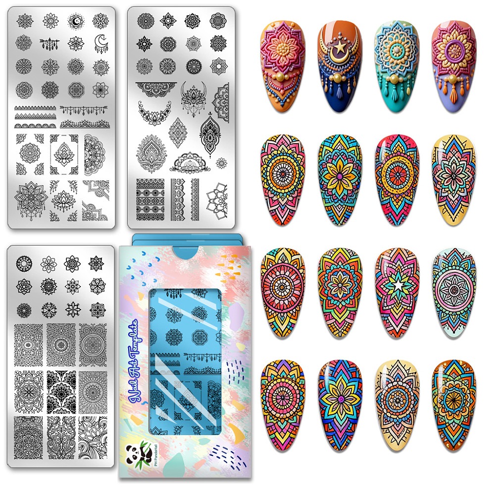 Nail Stamping Plate - 3 unidades de plantillas para estampado