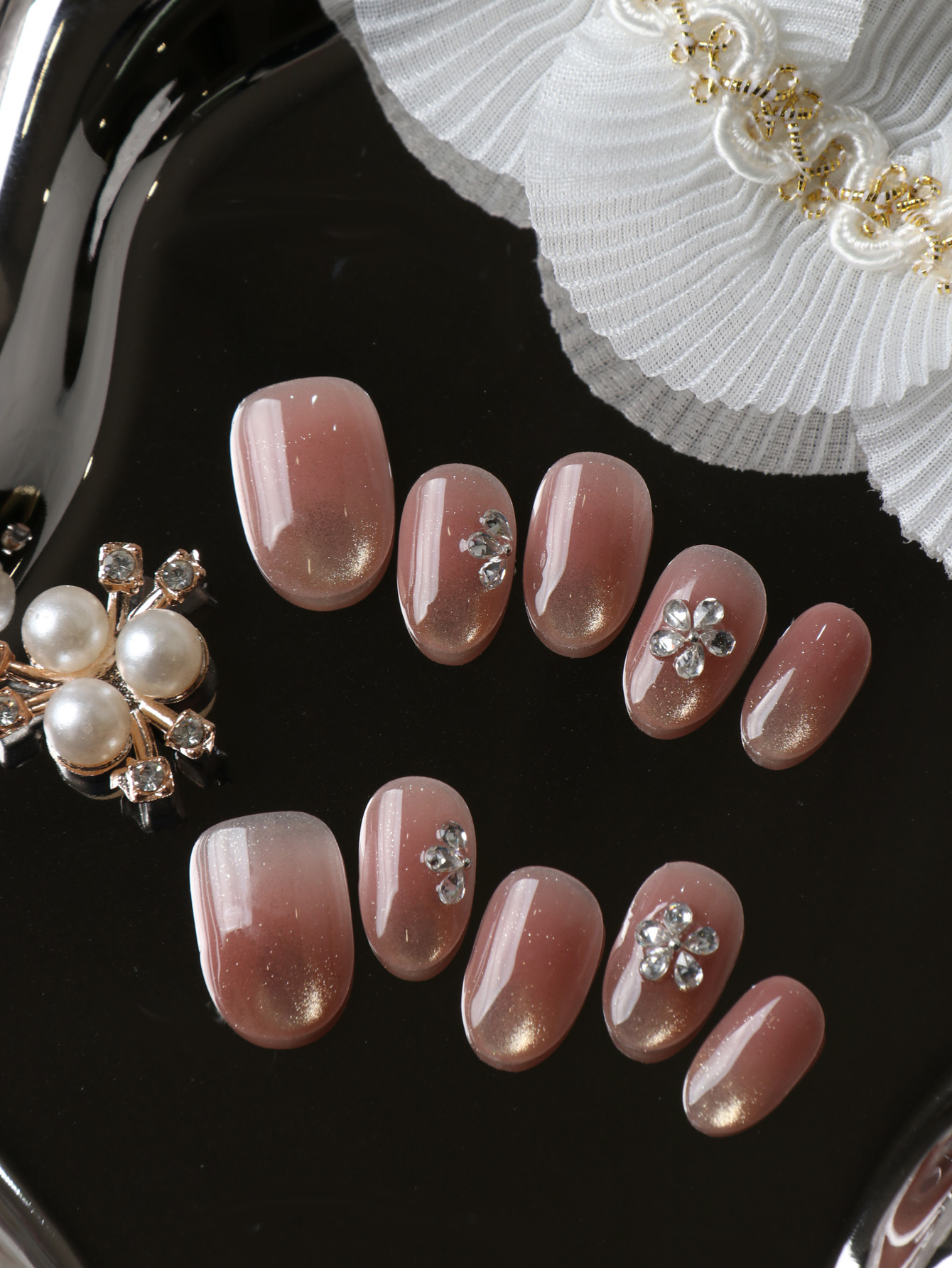 Nail Art Design - 10 Uñas Postizas Cortas con Diseño