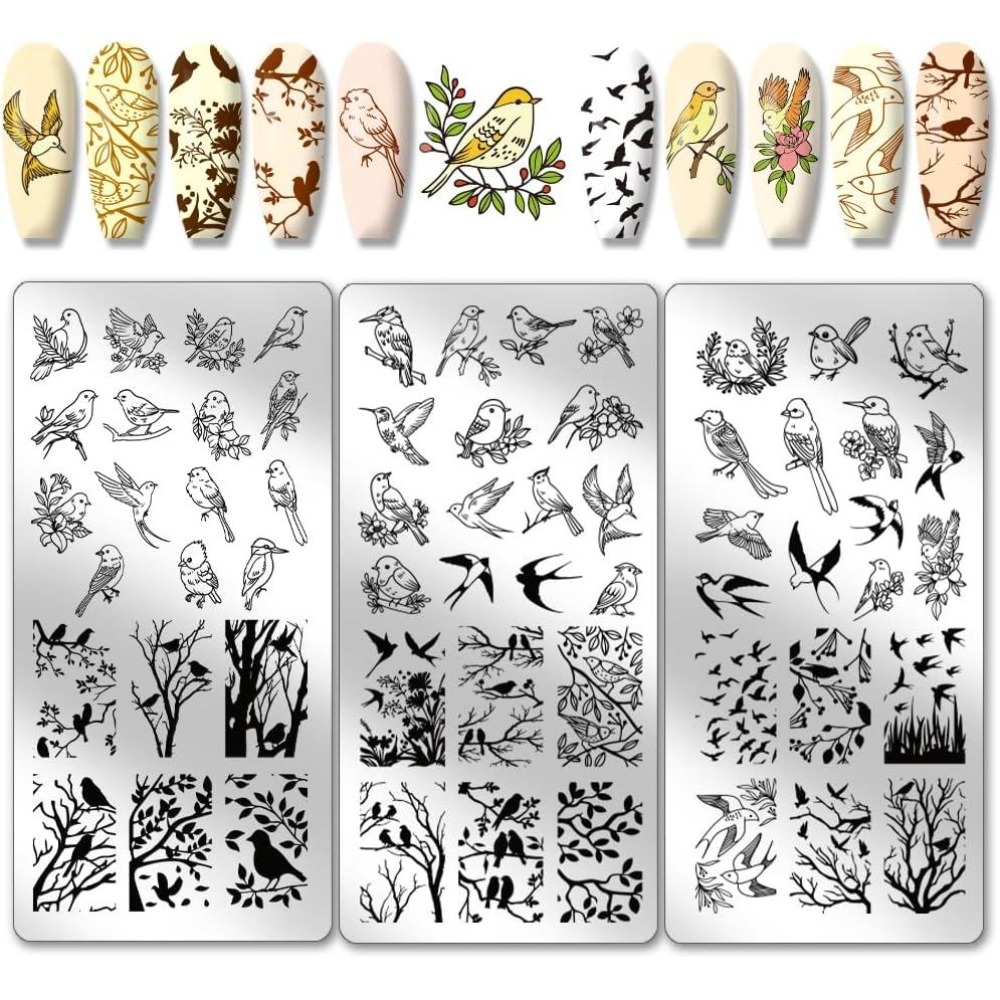 Nail Stamping Plate - 3 piezas de placas de estampado