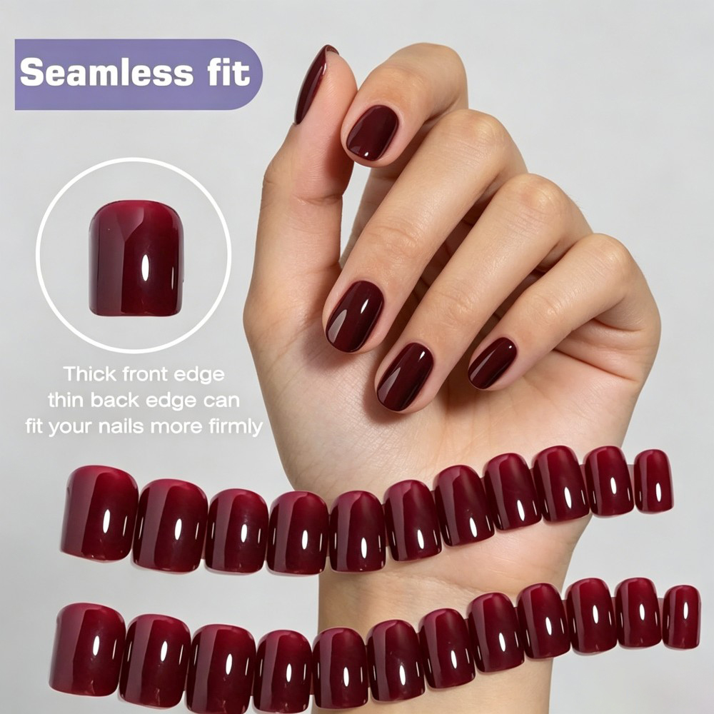 Juego de 24 Uñas Postizas Colo - Nail Art Red Wine Cat Eye reseña y precio