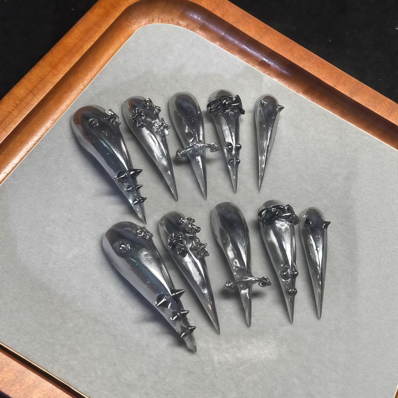 Nuevas 10 Uñas Postizas Gótica - Nail Art Aesthetic reseña y precio