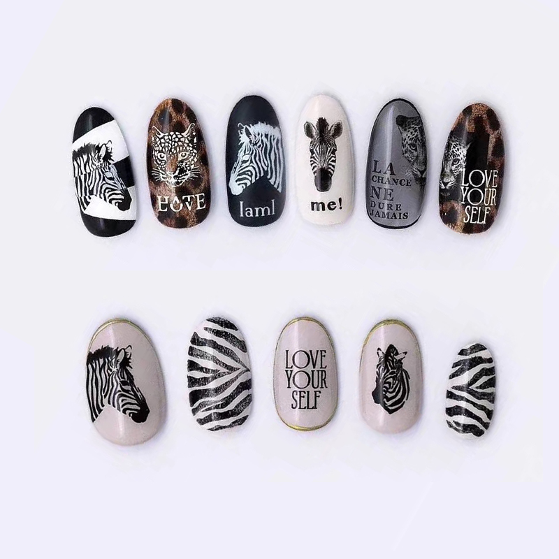1 hoja de pegatinas de León y  - Nail Art Zebra reseña y precio