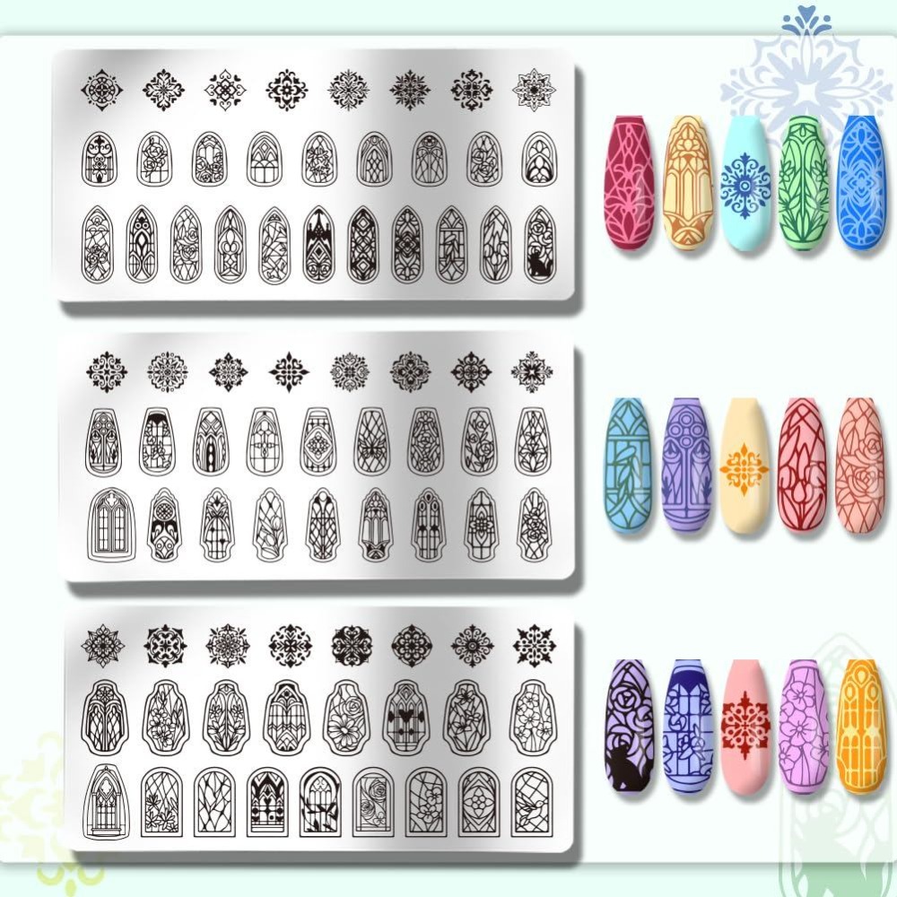3 Piezas de Plantillas de Vidr - Nail Stamping Plate reseña y precio