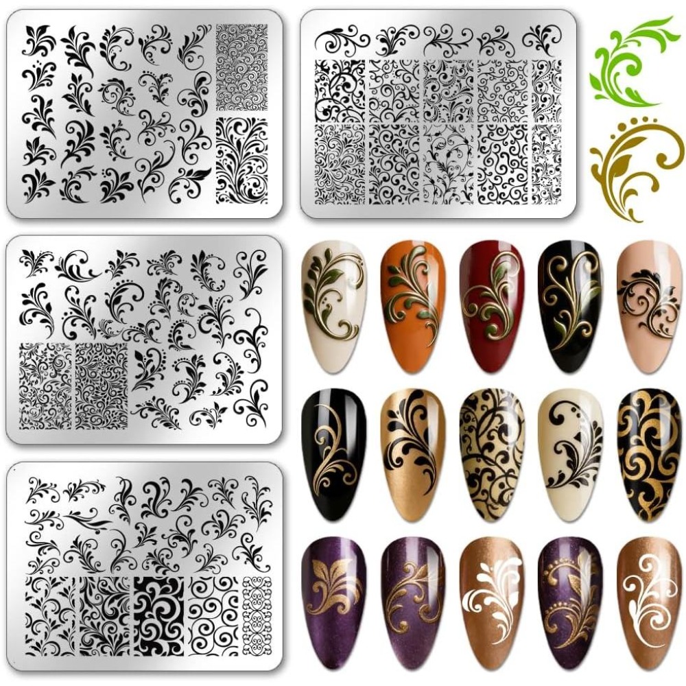 4 piezas de placas de estampad - Nail Stamping Plate reseña y precio