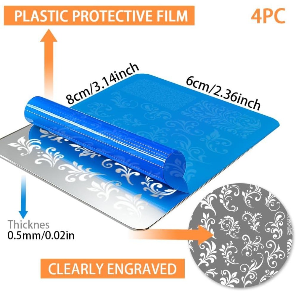 4 piezas de placas de estampad - Nail Stamping Plate reseña y precio