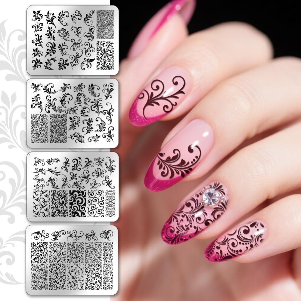 4 piezas de placas de estampad - Nail Stamping Plate reseña y precio