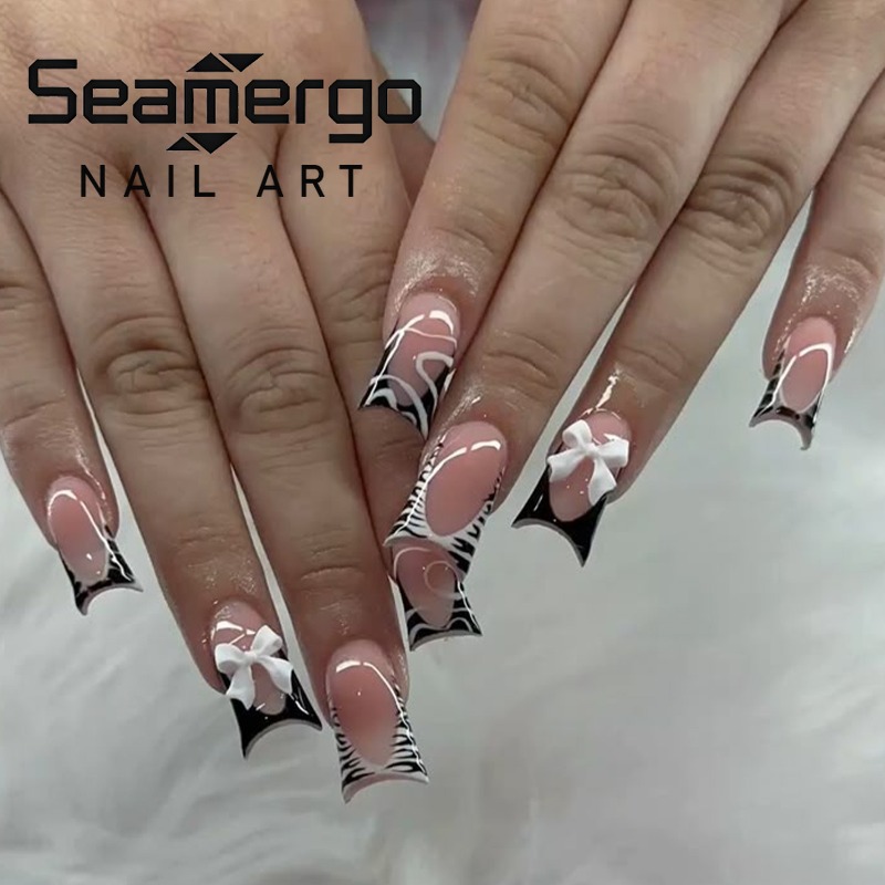 24 Uñas Postizas Negras Simple - Nail Art Zebra reseña y precio